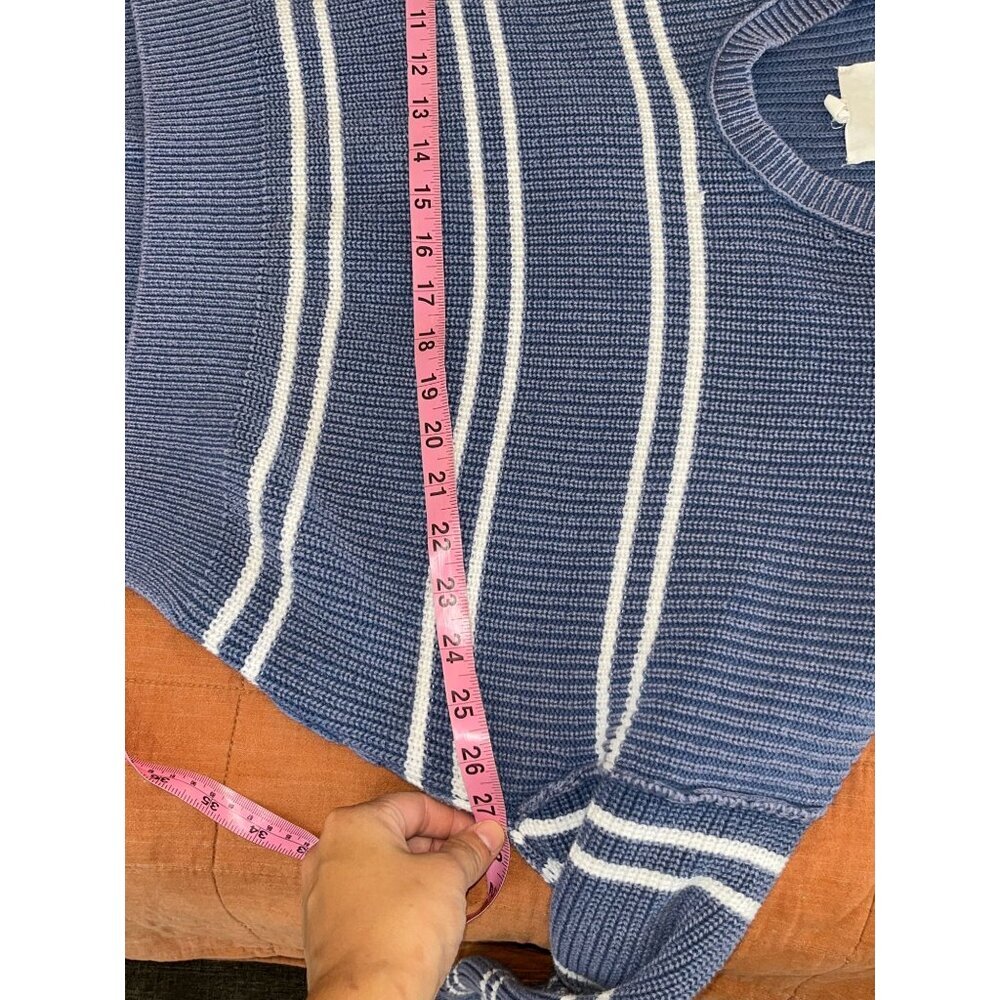 Aerie Cropped Blue Striped Sweater Oversized SIZe SMALL - Picture 7 of 9